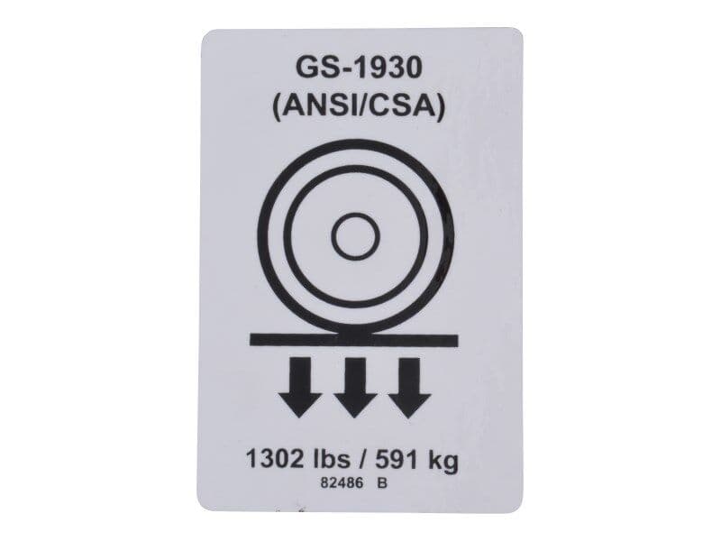 82486 Label, Wheel Load 1930 | Genie