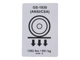 82486 Label, Wheel Load 1930 | Genie