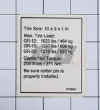 97886 Label, Tire Specs Gr | Genie