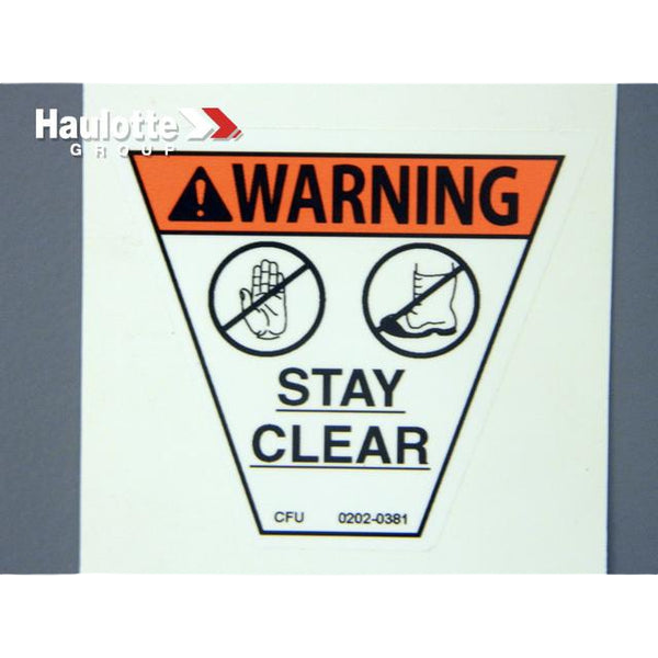 0202-0381 Decal-Stay Clear-Sm Trapezoid | Genuine Haulotte