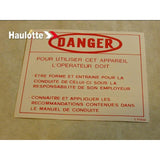 1460119400 Danger Label Plan | Genuine Haulotte