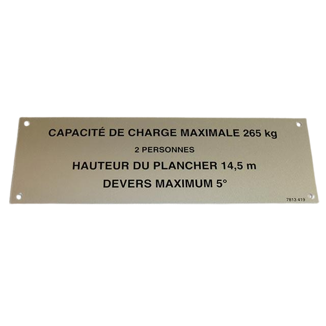 3078134190 Load Capacity Label | Genuine Haulotte