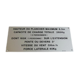 3078137281 Floor Height + Load Label | Genuine Haulotte