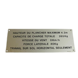 3078137870 Floor Height + Load Label | Genuine Haulotte