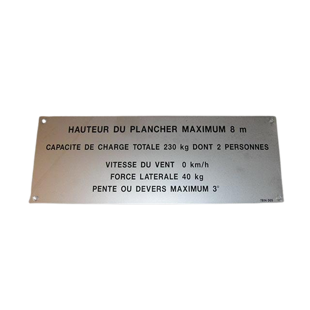 3078140050 Floor Height + Load Label | Genuine Haulotte