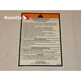 3078144560 Operating Instruction Label | Genuine Haulotte