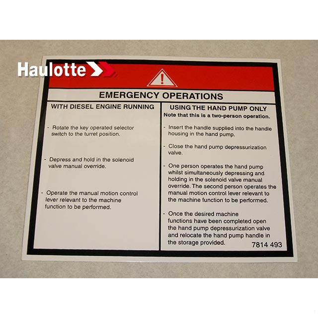 3078144930 Decal Emergency Operation | Genuine Haulotte