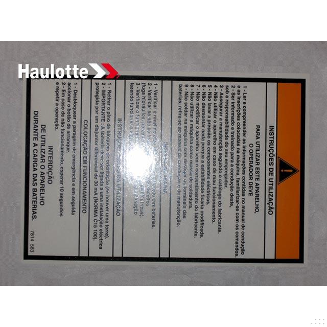 3078145830 Operating Instructions Label | Genuine Haulotte
