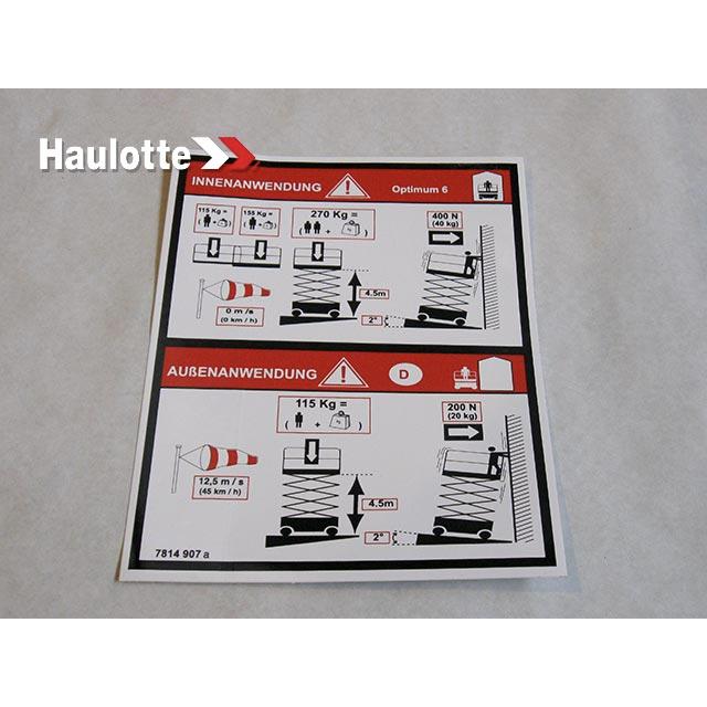 3078149070 Load Capacity Label | Genuine Haulotte