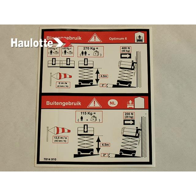 3078149100 Floor Height + Load Label | Genuine Haulotte
