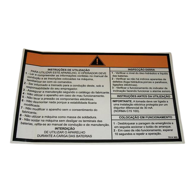 3078149690 Operating Instructions Label | Genuine Haulotte