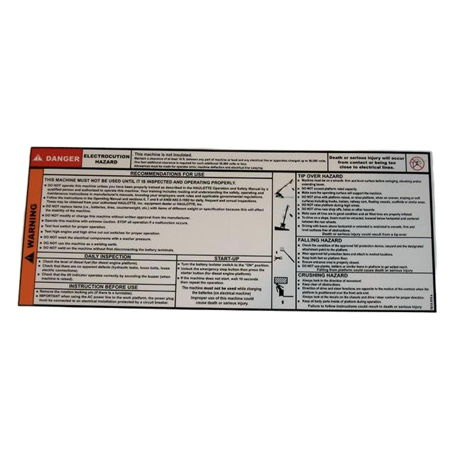 3078150180 Additional Safety Instructions Label | Genuine Haulotte