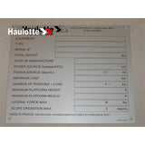 307P218930 Manufacturer Plate | Genuine Haulotte