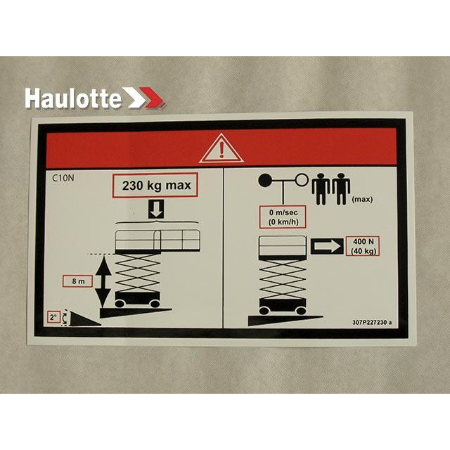 307P227230 Floor Height + Load Label | Genuine Haulotte