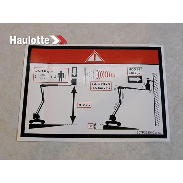 307P228510 Floor Height + Load Label | Genuine Haulotte