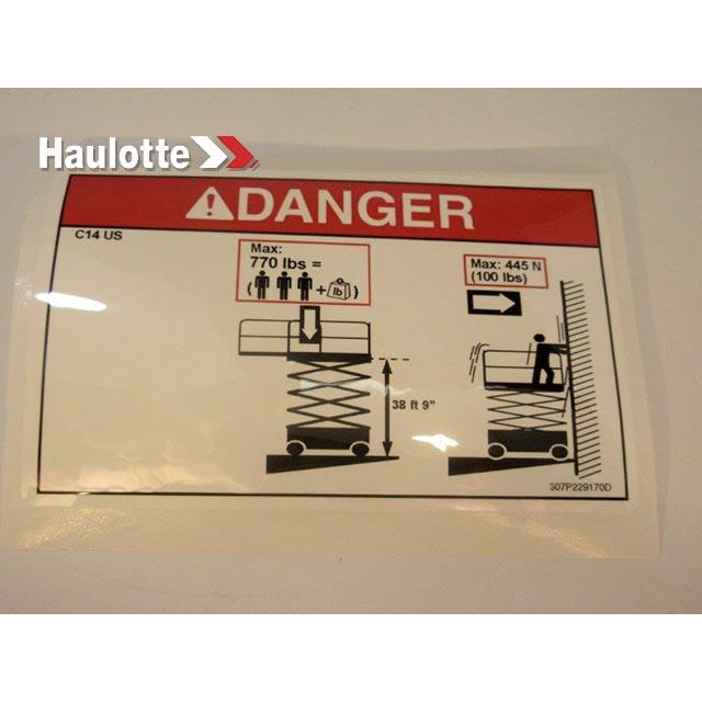 307P229170 Decal, Floor Height + Load Label | Genuine Haulotte