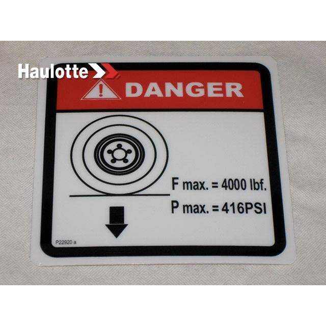 307P229200 Decal, Load On One Wheel | Genuine Haulotte