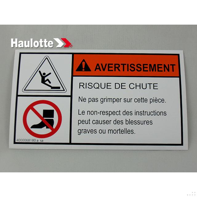 4000068180 Feet Injury Label | Genuine Haulotte