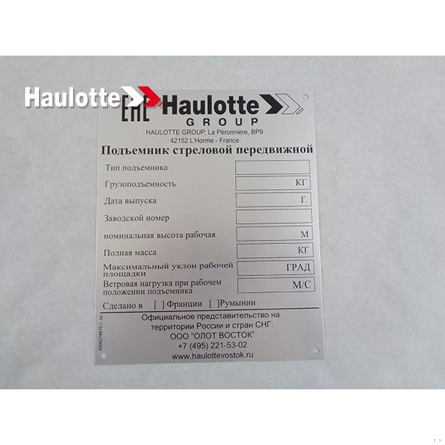 4000278870 Manufacturer Plate | Genuine Haulotte