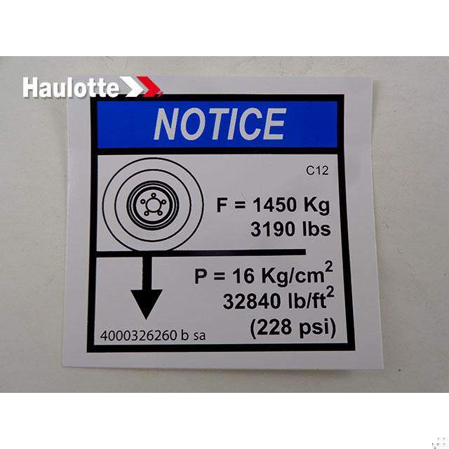 4000326260 Ground Pressure Load C12 | Genuine Haulotte