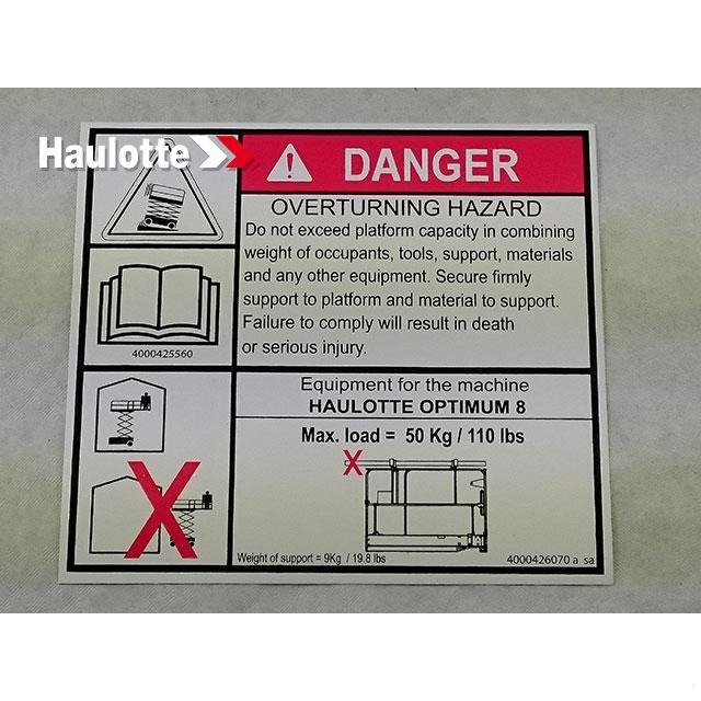 4000426070 Label Door | Genuine Haulotte