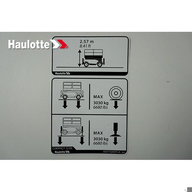 4001124970 Etiquette Hauteur Effort Sol Stabilisateurs | Genuine Haulotte