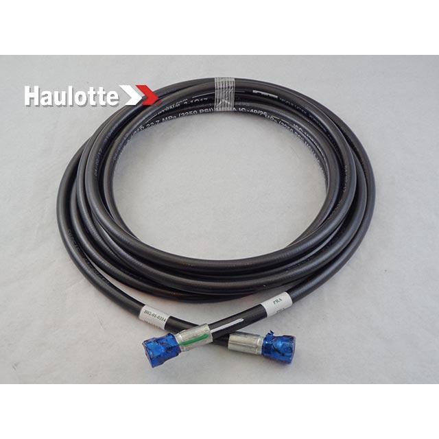 B02-01-0314 Hose, Hydraulic, #4 X 204In With #6 Fmorfs Str (Pra) (Green) And #6 Fmorfs Str (Master Ext Tee) (Green) | Genuine Haulotte