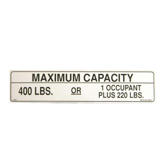B06-00-0002 Decal-Capacity 400 Lbs | Genuine Haulotte