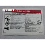B06-00-0034 Decal-Danger-Battery/Charger Safety | Genuine Haulotte