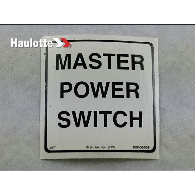 B06-00-0041 Decal-"Master Power Switch" | Genuine Haulotte