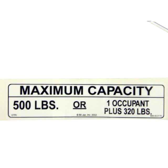 B06-00-0170 Decal-Capacity 500 Lb Blk On Wht | Genuine Haulotte