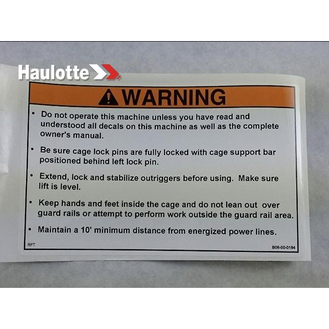 B06-00-0184 Decal-Warn-Do Not Operate... | Genuine Haulotte