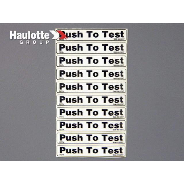 B06-00-0287 Decal-'Push To Test' | Genuine Haulotte