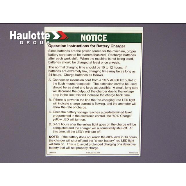 B06-00-0349 Decal-Notice-Bttry Chrg Instr | Genuine Haulotte