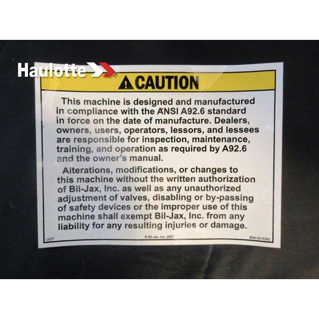 B06-00-0382 Ansi Standard Decal-Caution | Genuine Haulotte