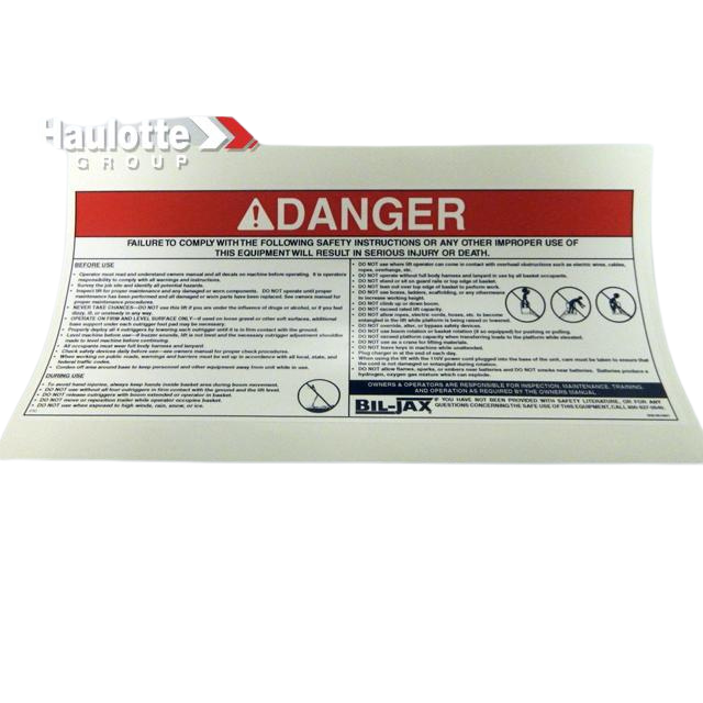 B06-00-0401 Decal-Danger:Main, 14Inwx6-1/8In | Genuine Haulotte