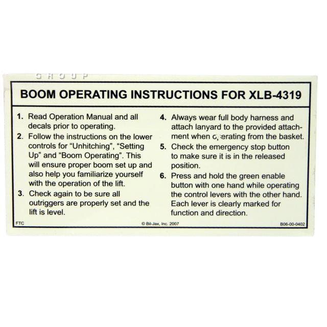 B06-00-0402 6In Decal-Xlb-4319 Oper Instrs | Genuine Haulotte