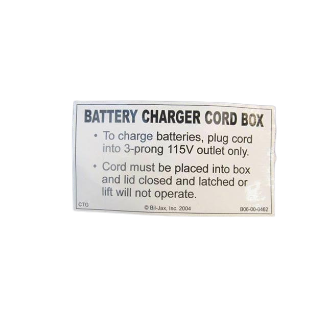 B06-00-0462 Decal-Battery Charger Cord | Genuine Haulotte