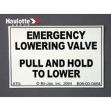 B06-00-0464 Decal-Emergency Lowering Valve 2-5/8Inw | Genuine Haulotte