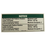 B06-00-0474 Decal-Notice-Platform Maximum Capacity | Genuine Haulotte