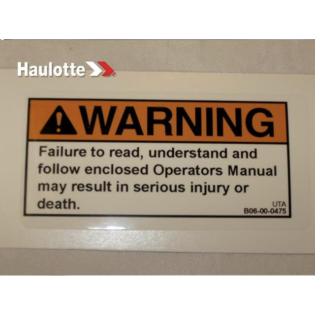 B06-00-0475 Decal-Warning-Read/Understand Manual | Genuine Haulotte
