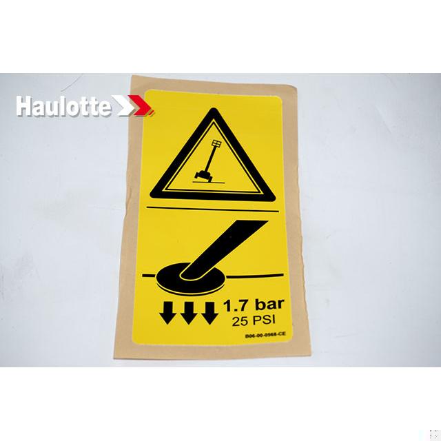 B06-00-0568-CE Decal-Outrigger Pressure-Ce 2.25In X 5In Black On Yellow Vin | Genuine Haulotte