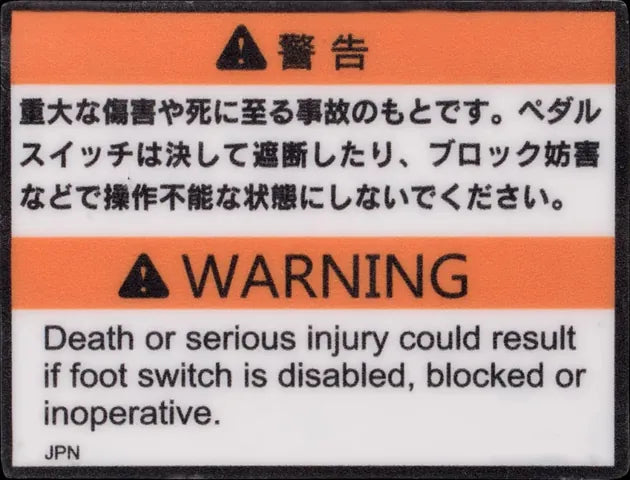 1703980 CALCOMANÍA, INTERRUPTOR DE PEDAL (JPN) | JLG