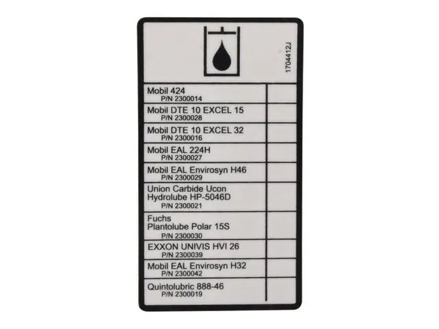 1704412 OIL CHART DECAL | JLG