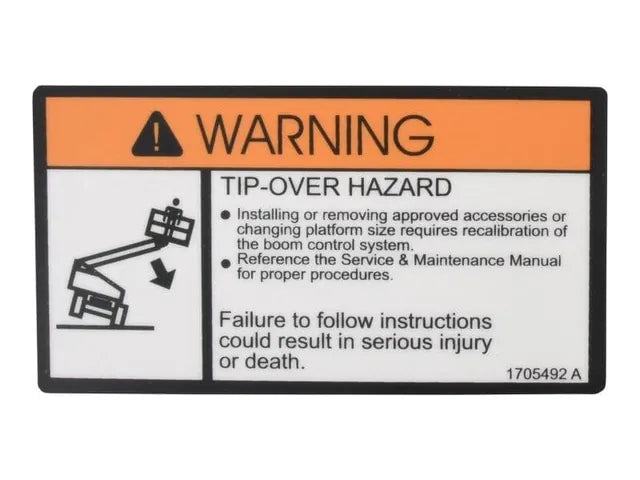 1705492 TIP-OVER PLF CHANGE DECAL | JLG