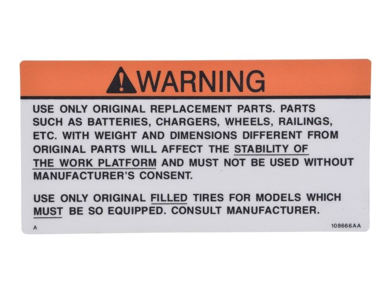 108666 Decal, Caution Replacement | Skyjack