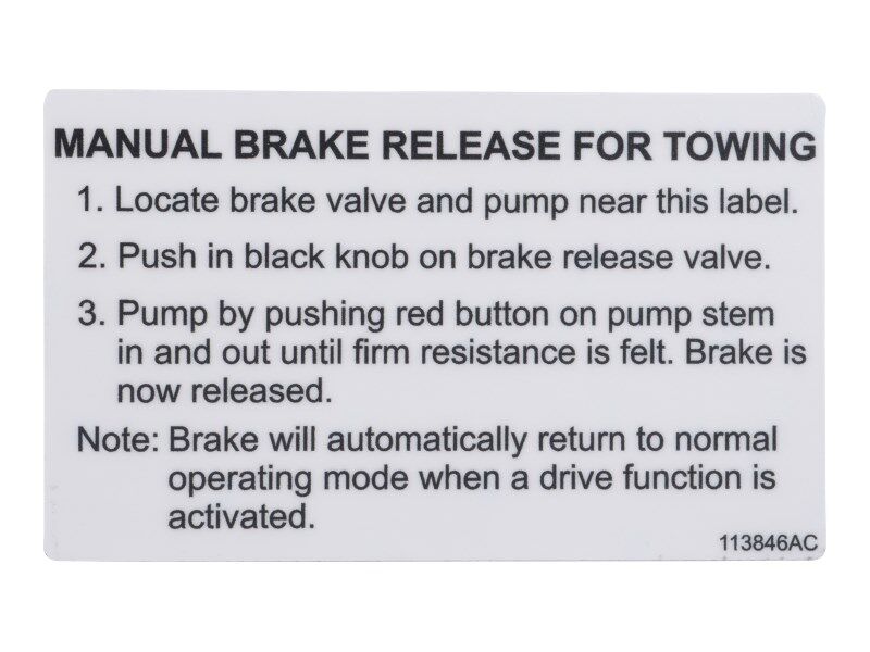 113846 Manual Brake Release Decal | Skyjack
