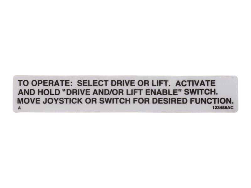 123488 Operating Instr Label | Skyjack