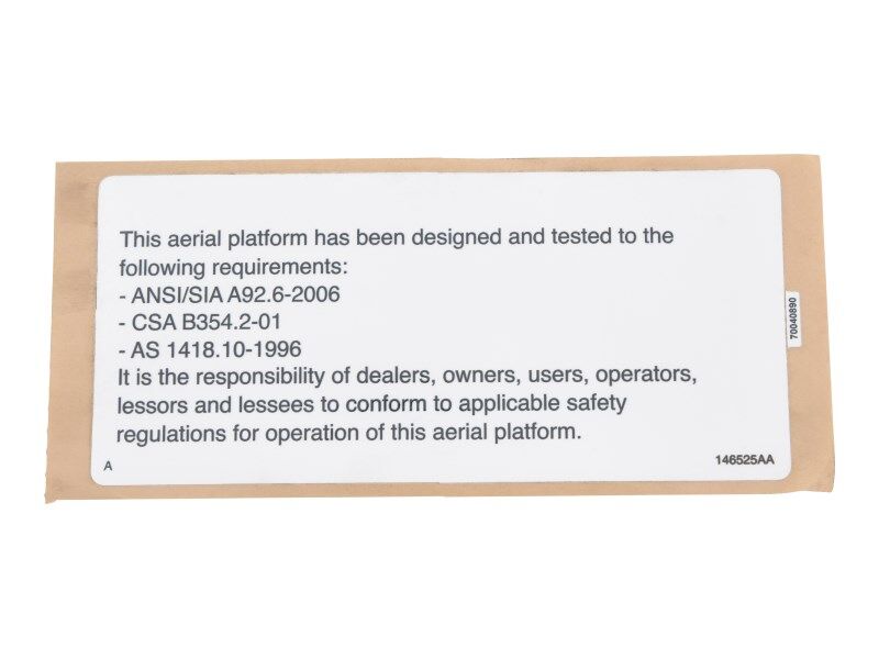 146525 On/Off Slab English Label | Skyjack