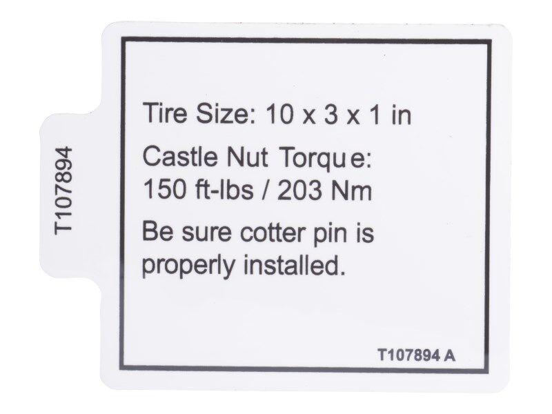 T107894 Decal, Label, Tire Spec | Genie
